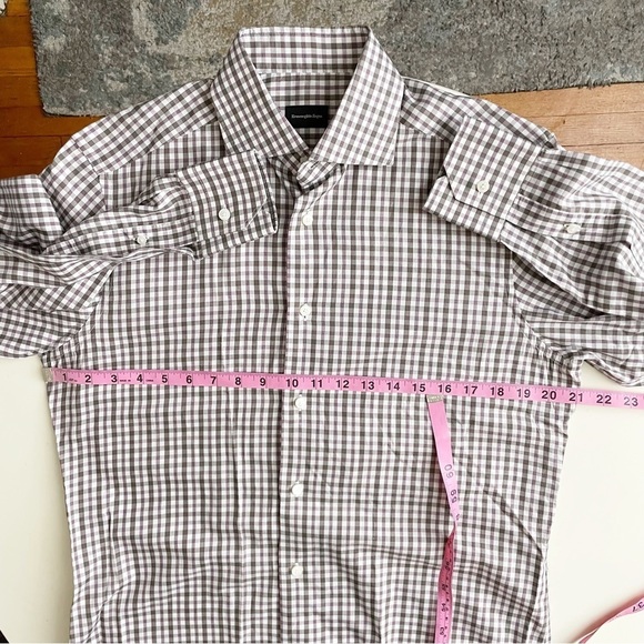 Ermenegildo Zenga Lightweight Cotton Check Button Down Shirt Neck 15.5 - Picture 3 of 10